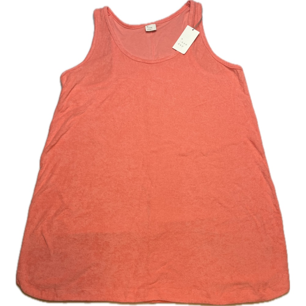 A New Day - Woman’s Razor Back Dress - Coral - Terry Cloth - Plus Size 1X - NWT